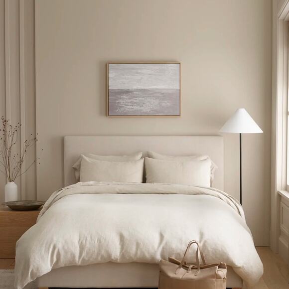 Quince European Linen Duvet Cover Natural Chambray Size King/CalKing - Picture 5 of 8